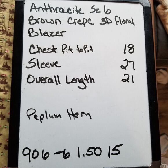 Anthracite Size 6 Blazer Jacket Brown Crepe 3D Black Floral Applique Blazer - Picture 8 of 8